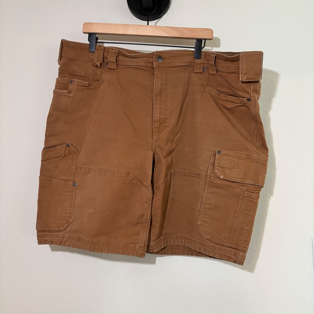 Duluth Trading Co Cargo Shorts 44 Relaxed Cotton Spandex Brown Workwear Rugged